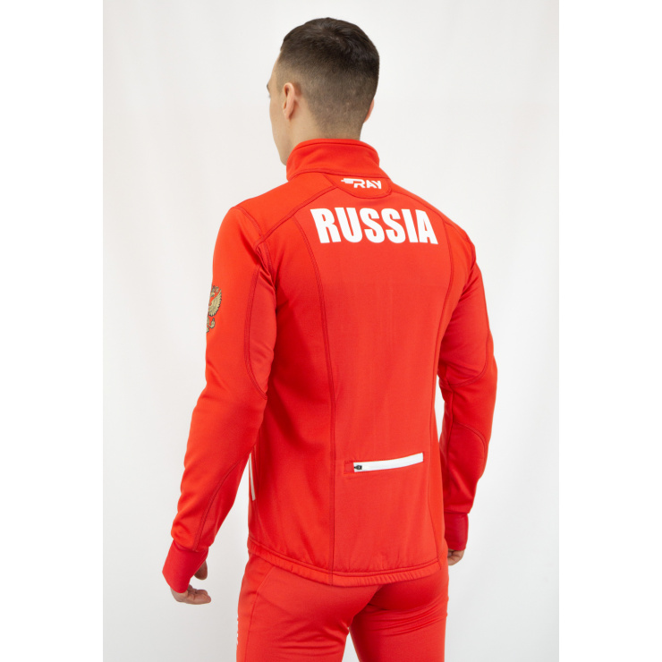 Куртка разминочная RAY WS модель STAR (UNI) красная, белая молния, красный шов, белый лого, герб фото 4