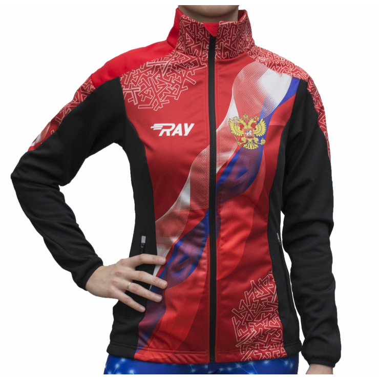 Куртка разминочная RAY WS модель PRO RACE (Woman) принт красный флаг РФ фото 1