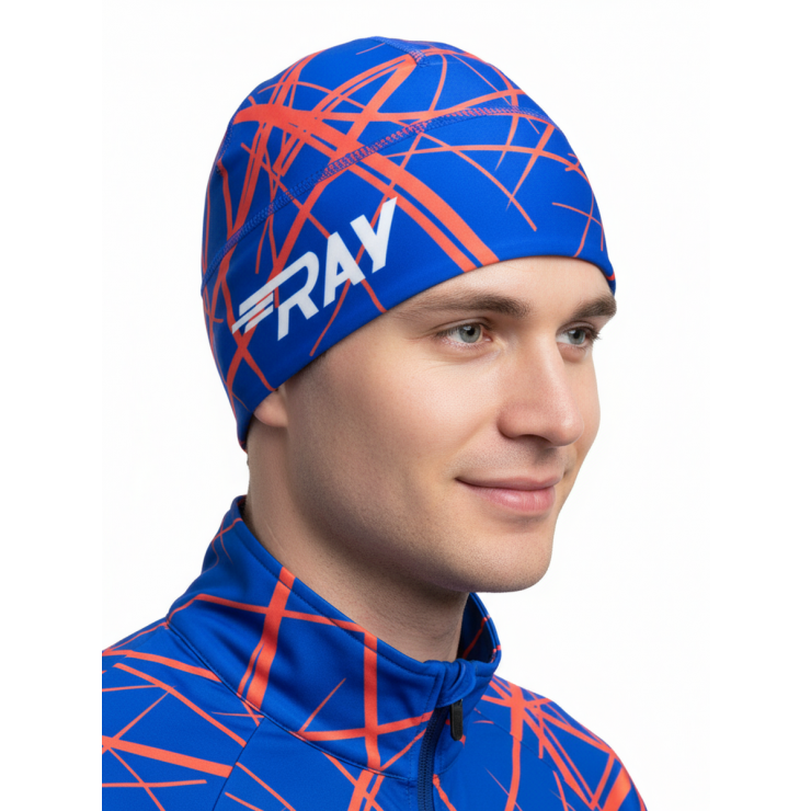 Шапочка RAY модель RACE материал термо-бифлекс синий, принт фото 1