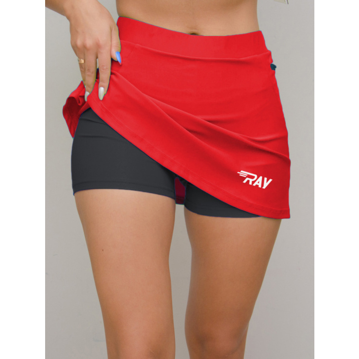 Юбка-шорты RAY (Woman) без отстрочки красный/черные фото 1