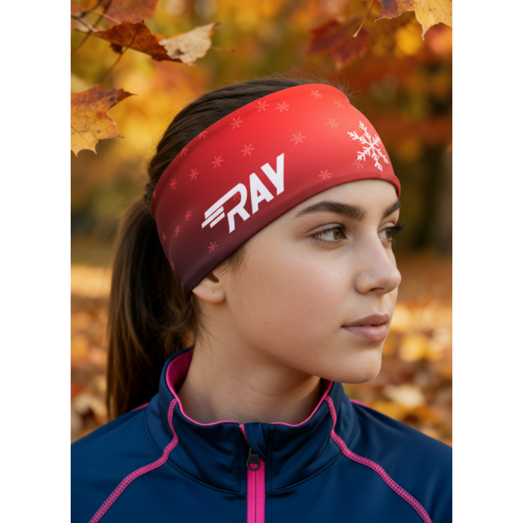 Повязка трикотажная принт RAY снежинка красный, принт фото 1