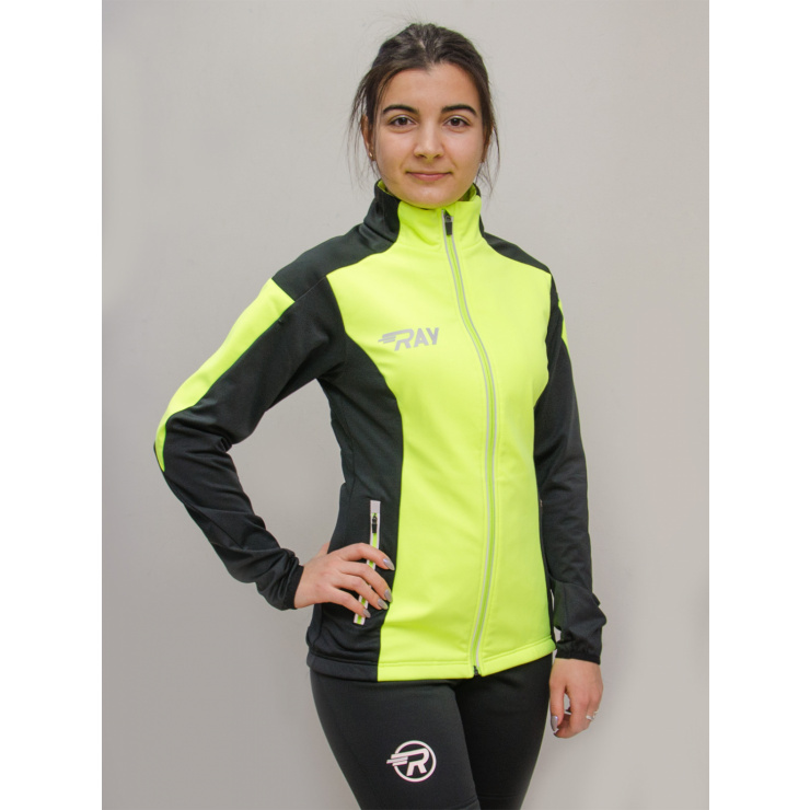 Куртка разминочная RAY WS модель PRO RACE (Women) лимонный/черный с/о молния фото 3