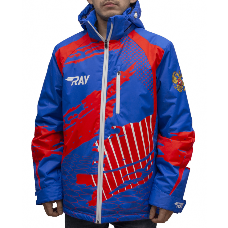 Куртка утеплённая RAY модель Патриот принт синий/красный фото 3