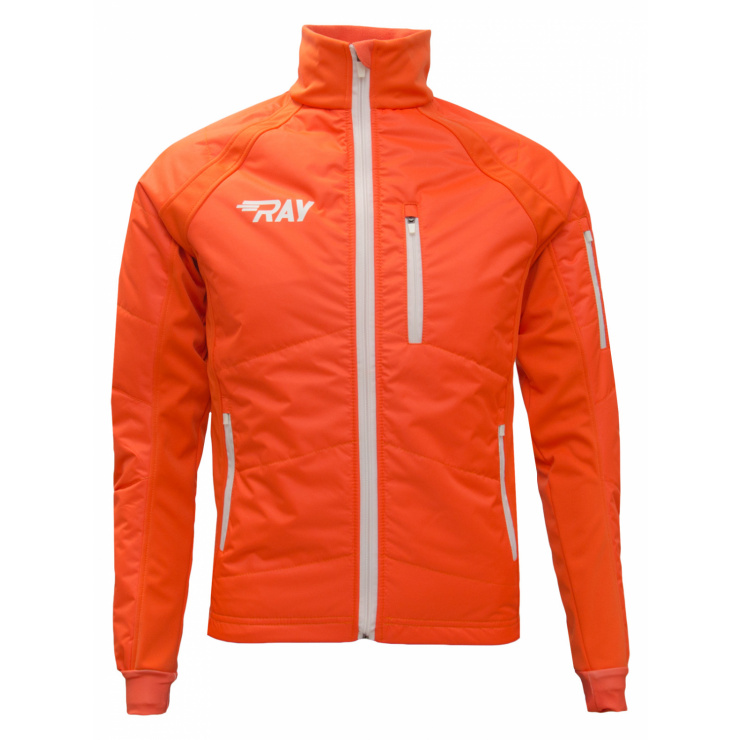 Куртка утеплённая туристическая  RAY  WS модель OUTDOOR (UNI)  оранжевый белая молния белый лого  фото 5