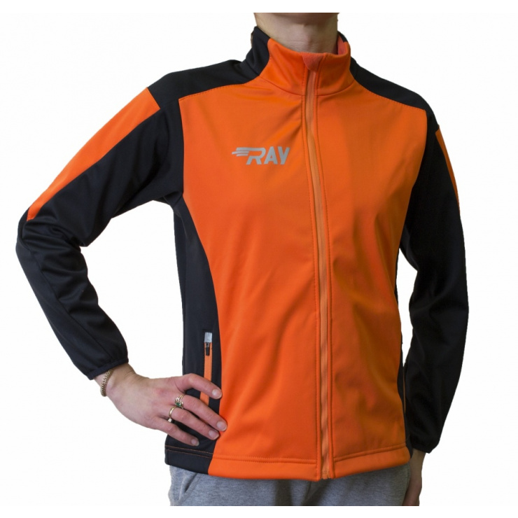 Куртка разминочная RAY WS модель RACE (Kids) оранжевый/черный  фото 2