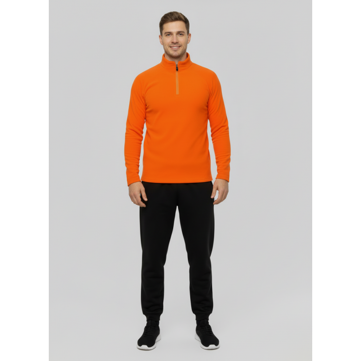 Лонгслив RAY (Men) воротник стойка флис, оранжевый фото 3