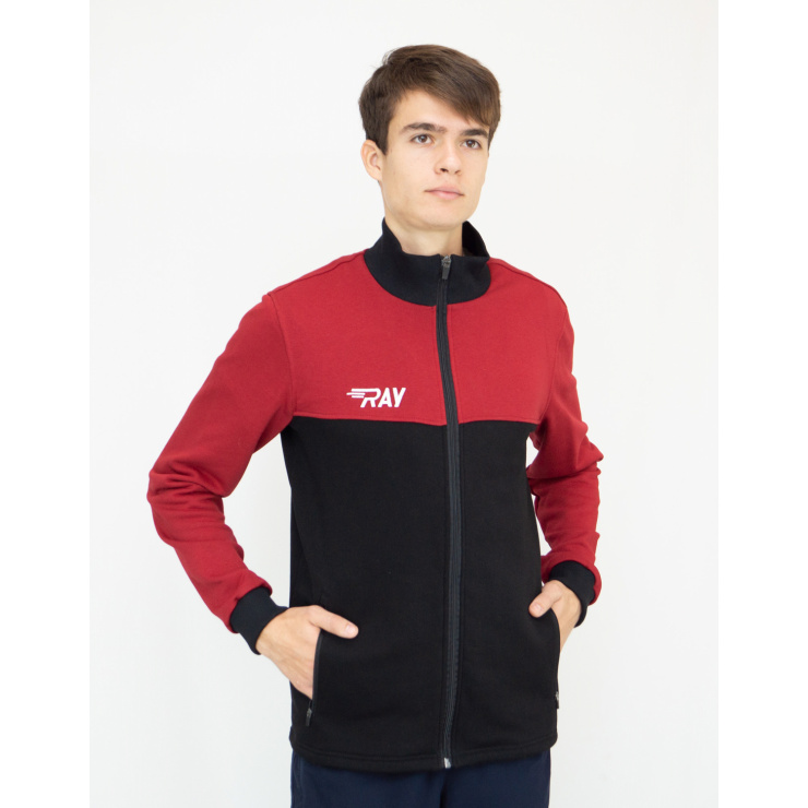 Толстовка RAY (Men) футер 3-х нитка, черный/бордо фото 2