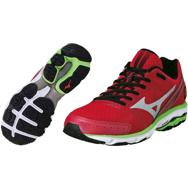 Кроссовки MIZUNO WAVE RIDER 17 красный/серебряный/зеленый фото 2