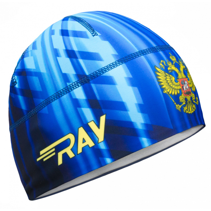 Шапочка RAY модель RACE материал термо-бифлекс, герб FLAME голубой, принт  фото 1