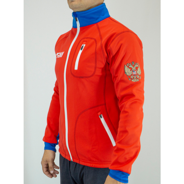 Куртка разминочная RAY WS модель STAR (UNI) красный/синий белая молния  фото 3