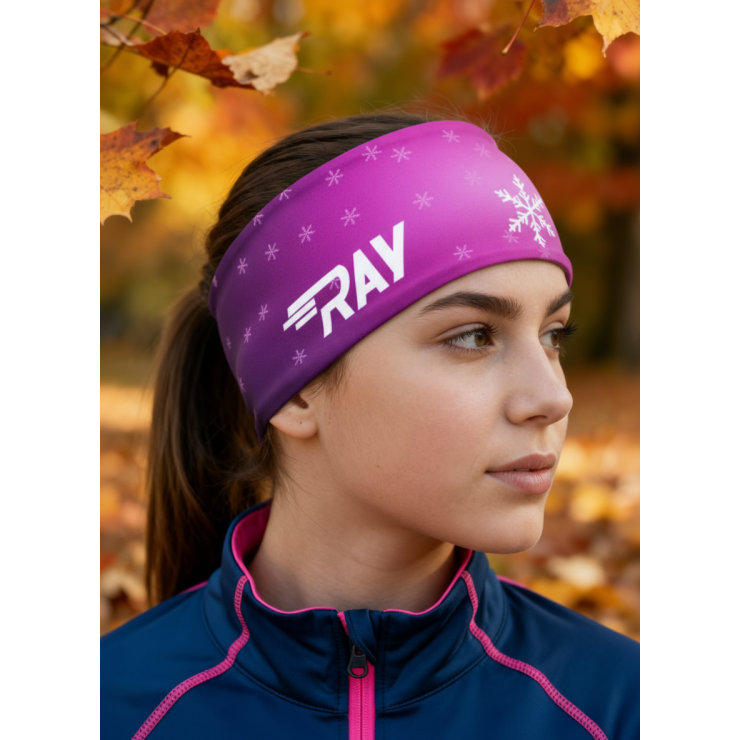 Повязка трикотажная принт RAY снежинка фиолетовый фото 1