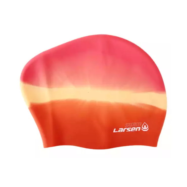 Шапочка плавательная для длинных волос Larsen MC800 орнж/роз фото 1