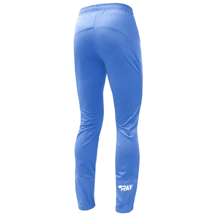 Брюки беговые RAY WS модель RACE (Kids) синий, софт-шелл на флисе, с кантом фото 2