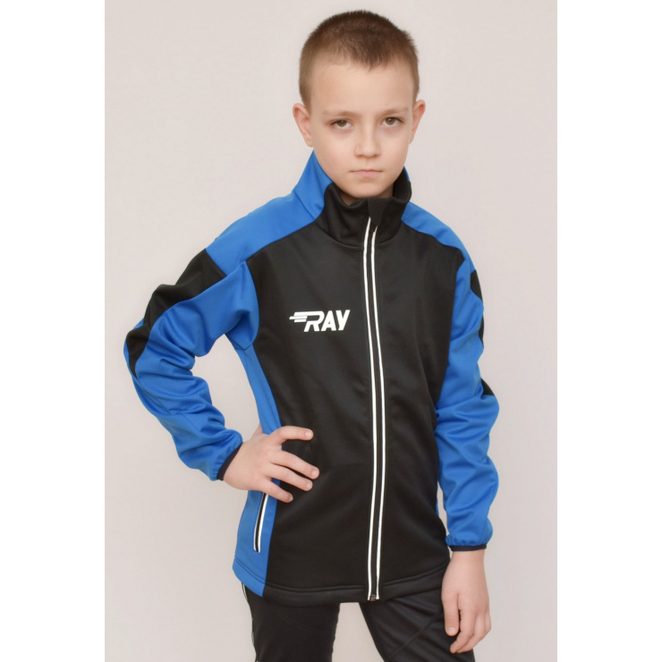Куртка разминочная RAY WS модель RACE (Kids) черный/синий фото 1