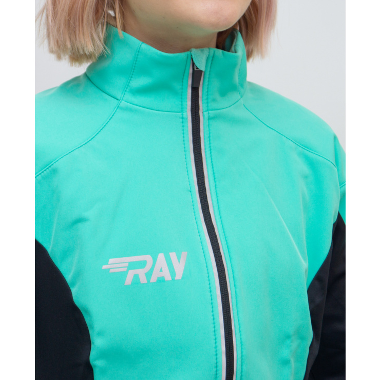 Куртка разминочная RAY WS модель PRO RACE (Women) бирюза/черный с/о молния фото 7