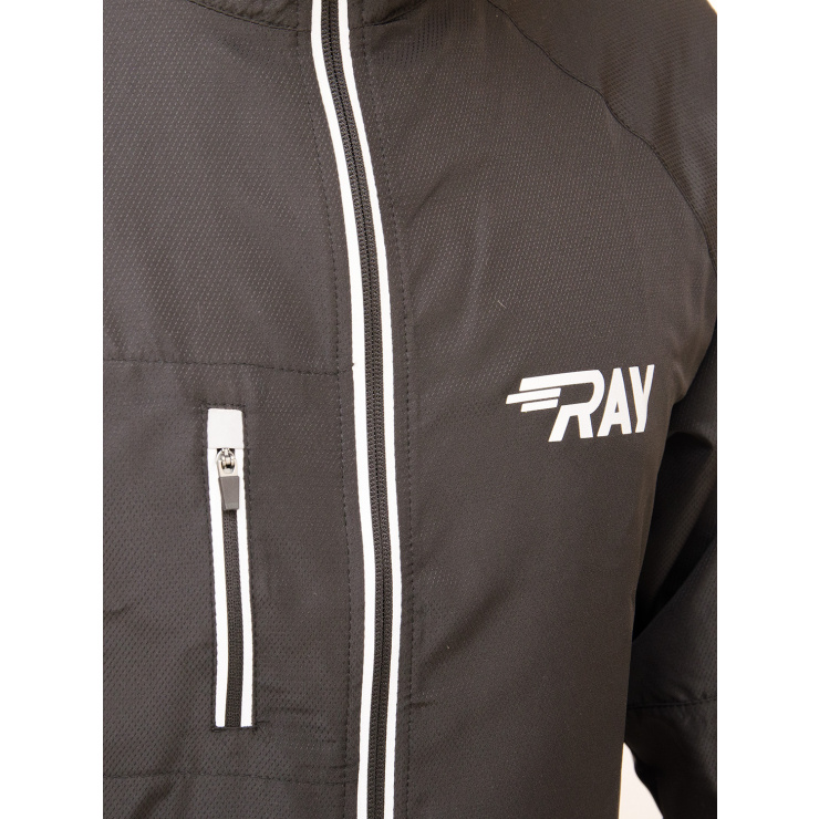 Куртка беговая RAY SPORT (летняя) черный светоотражающая молния фото 3
