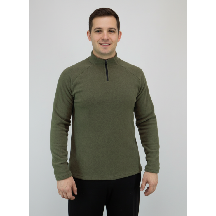 Лонгслив RAY (Men) воротник стойка флис, хаки фото 2