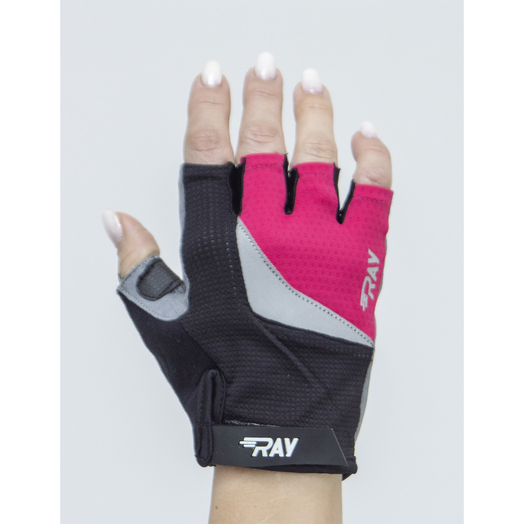 Велосипедные перчатки с короткими пальцами черный/розовый фото 2