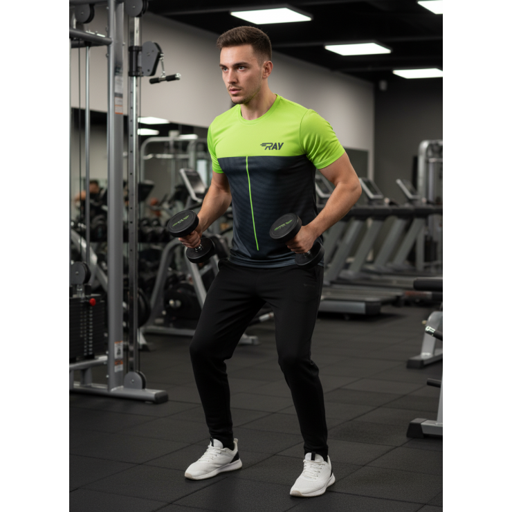 Футболка RAY (Men) принт линия неон/зелёный фото 4