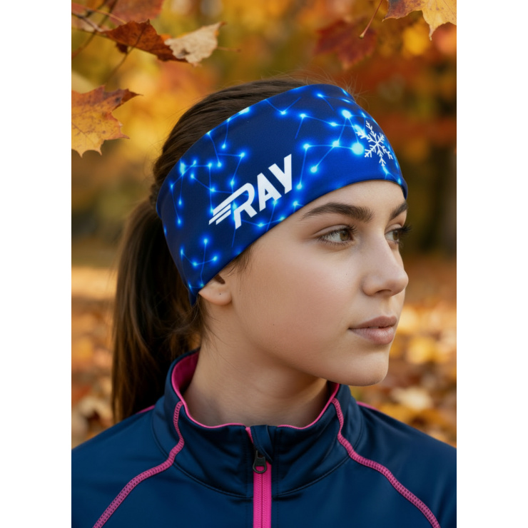 Повязка трикотажная принт RAY синий, синий фото 1