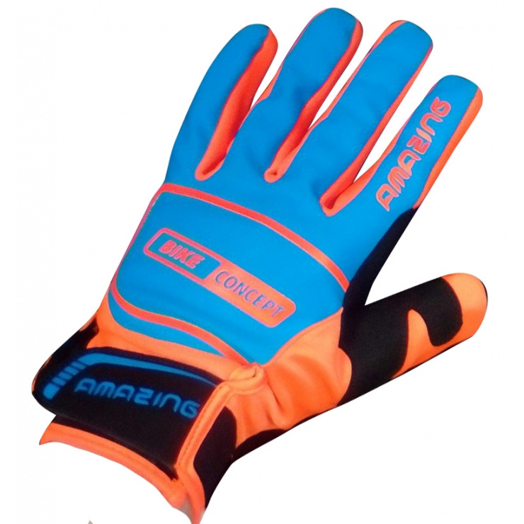 Перчатки AI AMAZING Bike Concept Gel Cycling gloves, black/orange/blue фото 1