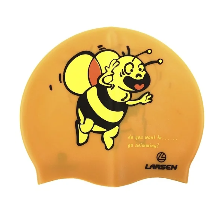 Шапочка плавательная Larsen CP50, силикон, Пчелка фото 1