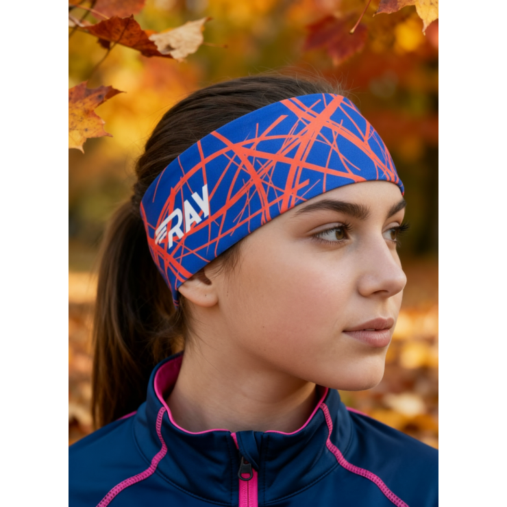 Повязка трикотажная принт RAY синий, принт фото 1