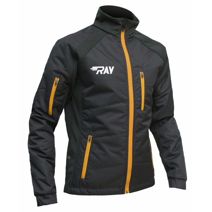 Куртка утеплённая туристическая  RAY  WS модель OUTDOOR (UNI) черный  горчичная молния фото 2