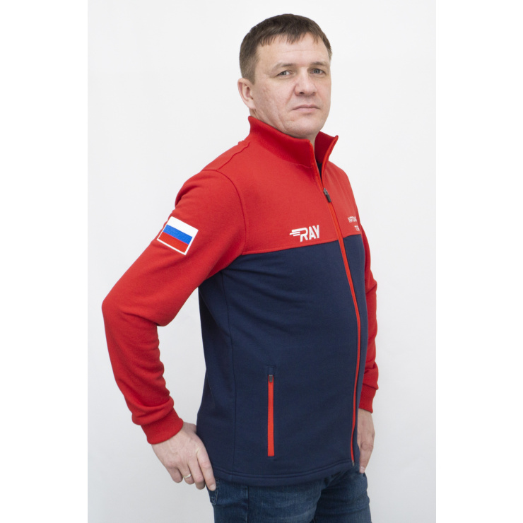 Толстовка RAY (Men) футер 3-х нитка, т.синий/красный с шевроном фото 6