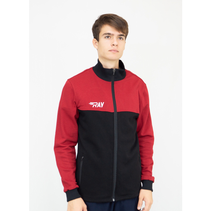 Толстовка RAY (Men) футер 3-х нитка, черный/бордо фото 1