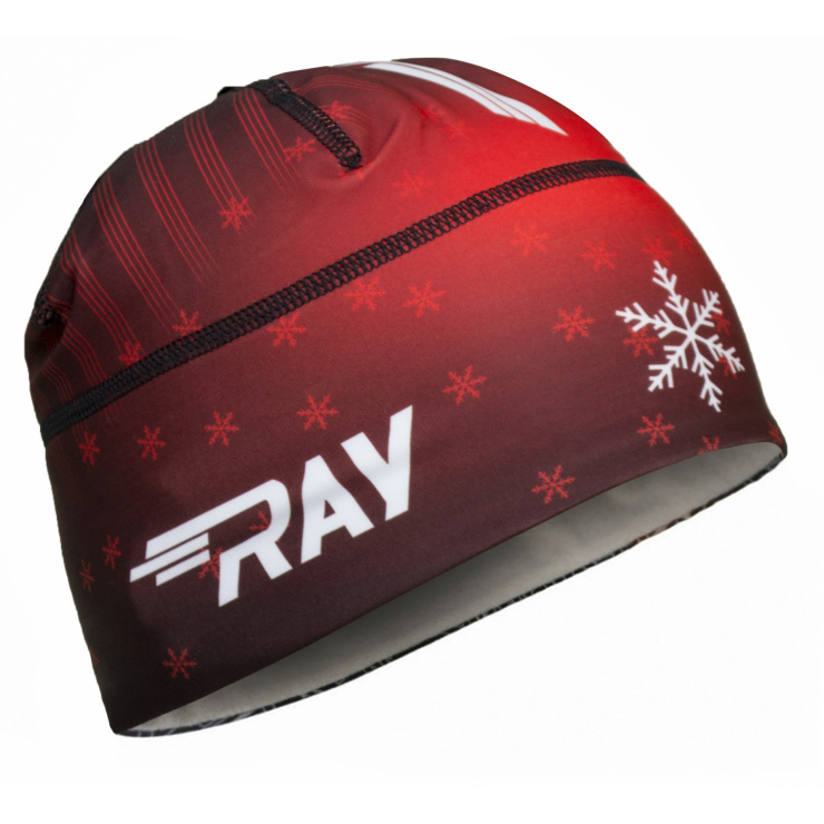 Шапочка RAY модель RACE материал термо-бифлекс снежинка красный, принт фото 1