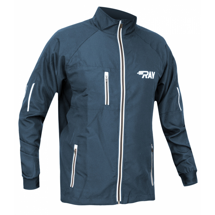 Куртка беговая RAY SPORT (летняя) темно-синий светоотражающая молния фото 2
