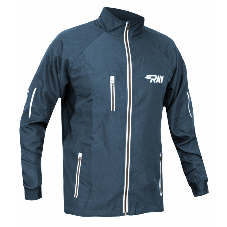Куртка беговая RAY SPORT (летняя) темно-синий светоотражающая молния фото 1
