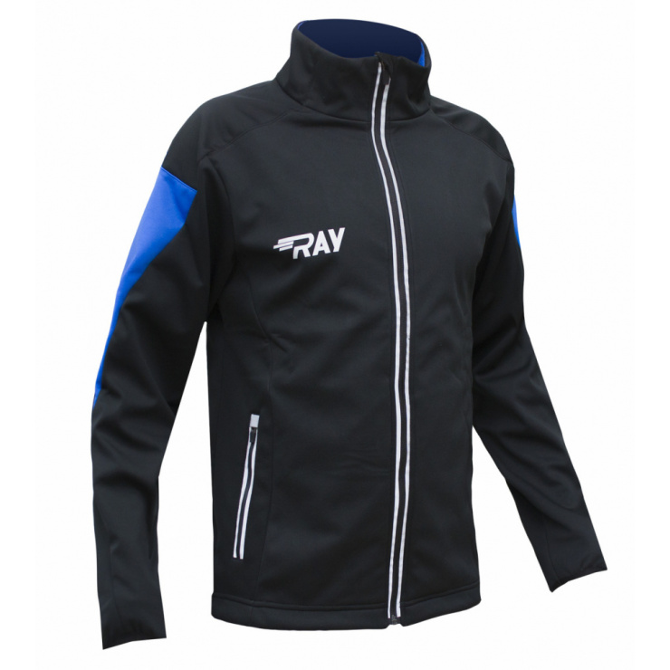 Куртка разминочная RAY WS модель RACE (UNI) черный, вставка синяя на рукаве фото 1