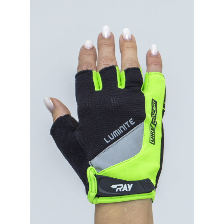 Велосипедные перчатки с короткими пальцами черный/зеленый фото 2