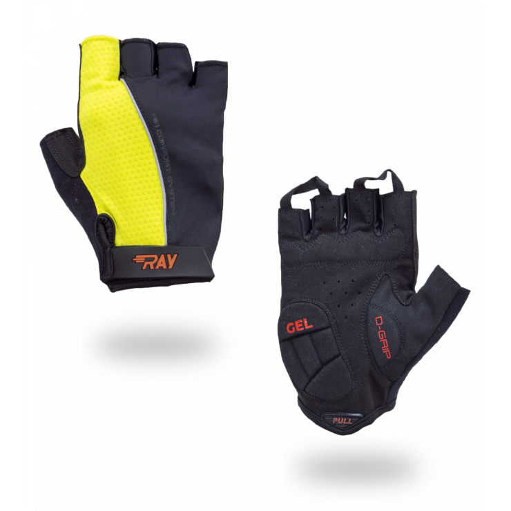 Велосипедные перчатки с короткими пальцами черный/желтый фото 1