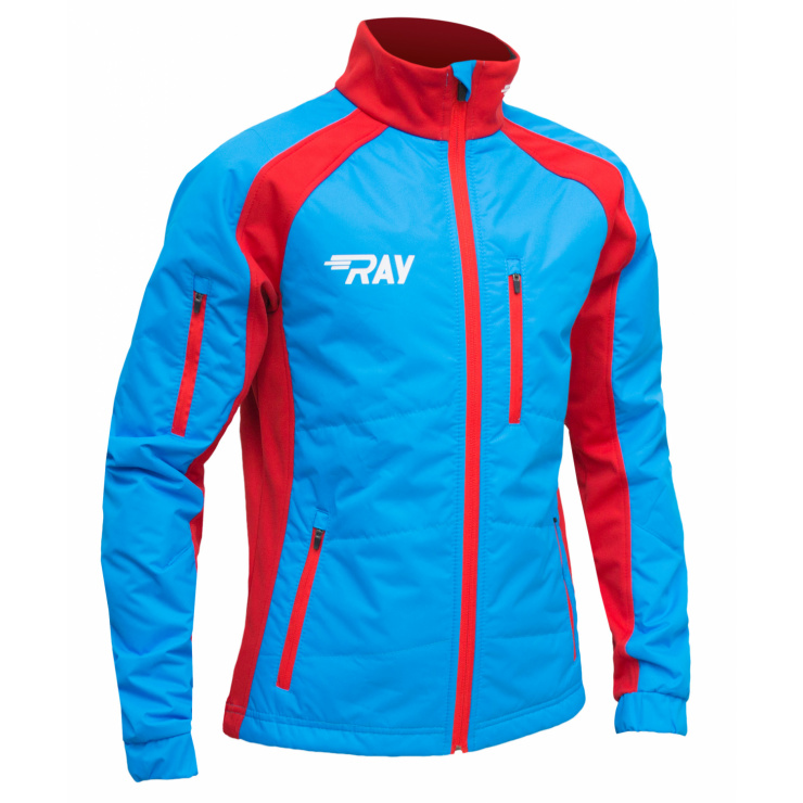 Куртка утеплённая туристическая  RAY  WS модель OUTDOOR (UNI) голубой/красный красная молния фото 3