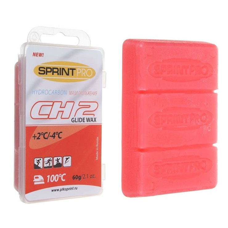 Парафин SPRINT PRO CH-2 +2-4°С смазка скольжения 60гр., красный фото 1