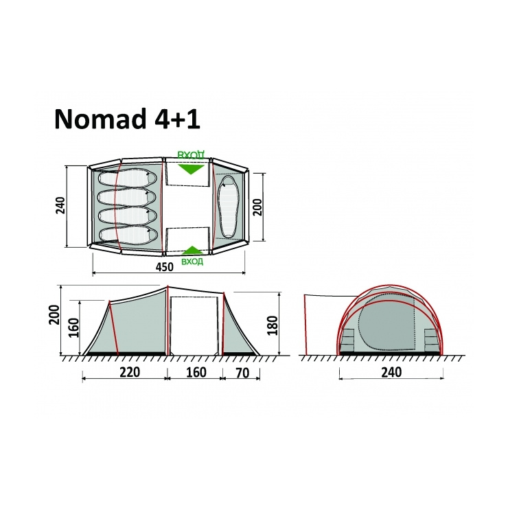 5-ти местная кемпинговая палатка Nomad 4+1 (RockLand) 2014 фото 2