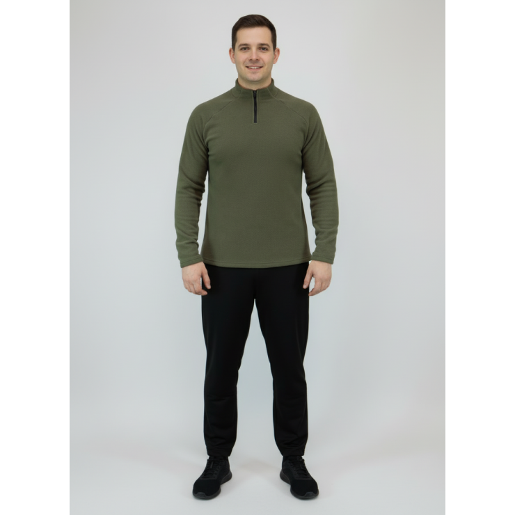 Лонгслив RAY (Men) воротник стойка флис, хаки фото 4