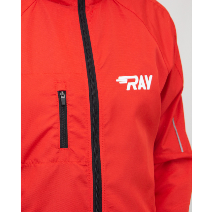 Куртка беговая RAY SPORT (летняя) красный/черный, черная молния фото 5