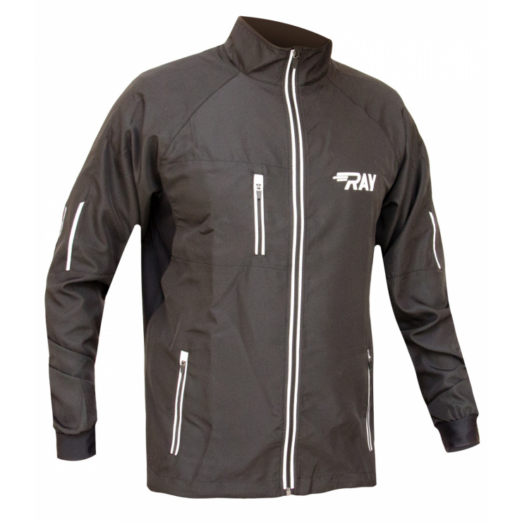 Куртка беговая RAY SPORT (летняя) черный светоотражающая молния фото 6