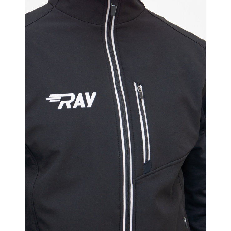 Куртка разминочная RAY WS модель NEO (MEN) на флисе, черная, молния с/о фото 4