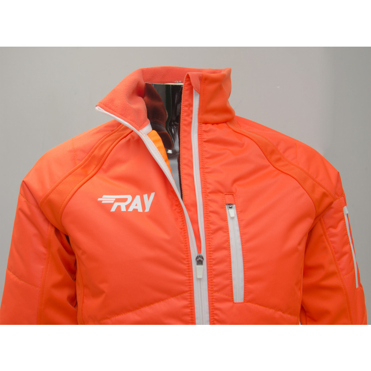 Куртка утеплённая туристическая  RAY  WS модель OUTDOOR (UNI)  оранжевый белая молния белый лого  фото 6