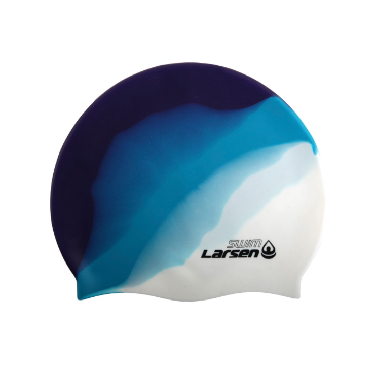 Шапочка плавательная (силикон) Larsen MC34, бел/син фото 1