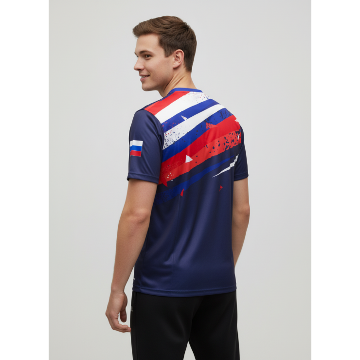 Футболка RAY (Men) принт RUS тёмно-синий фото 2