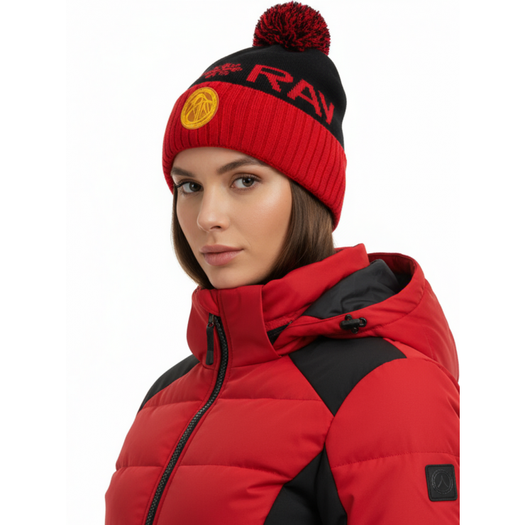 Шапочка RAY вязаная Ray-снежинка бубон, темно синий/красный фото 1