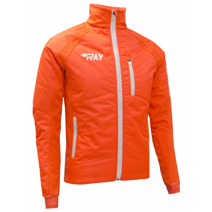 Куртка утеплённая туристическая  RAY  WS модель OUTDOOR (UNI)  оранжевый белая молния белый лого  фото 1