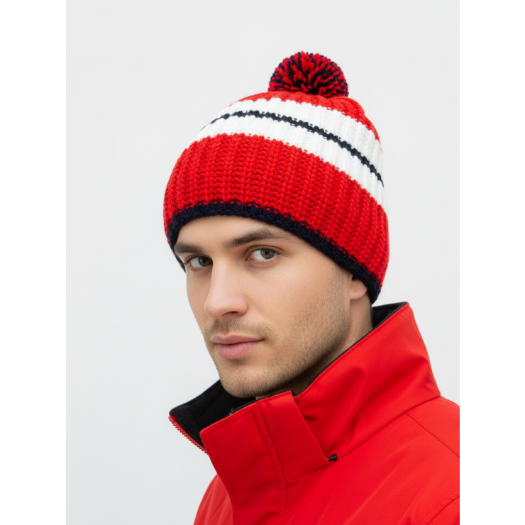 Шапочка RAY вязанная Арктика, красный/темно синий фото 1