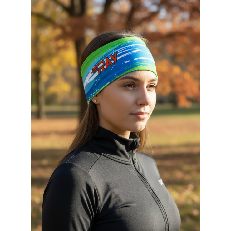 Повязка трикотажная принт RAY синий/зеленый фото 1
